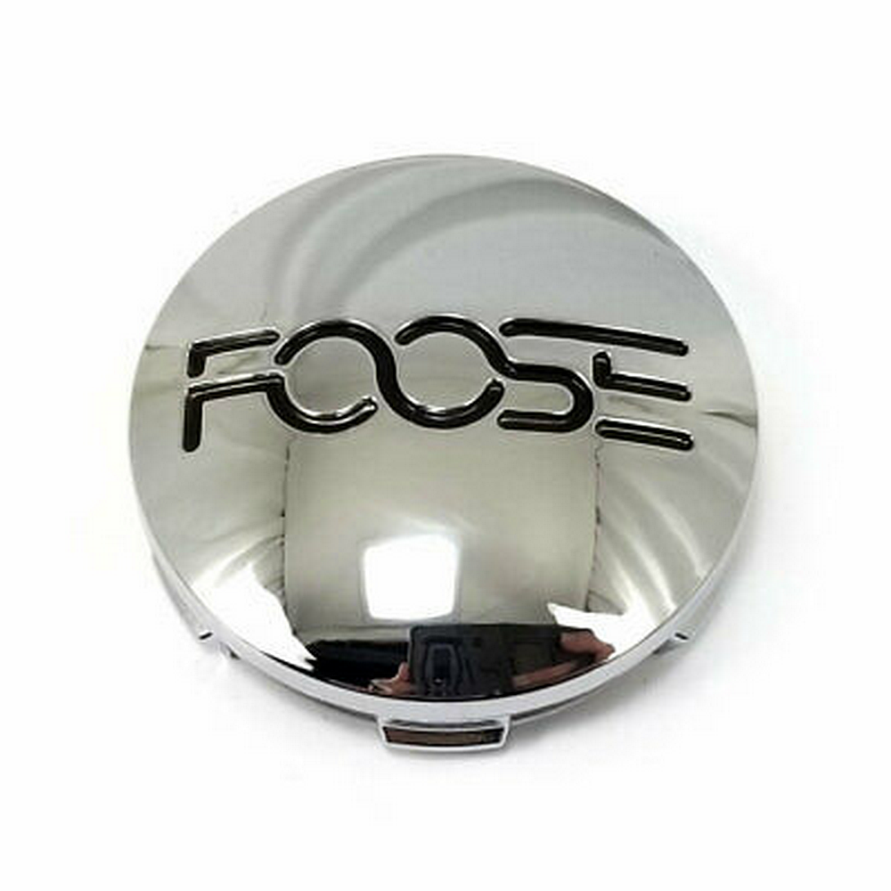 Foose 1PC — FOOSE 2.95"FLAT CAP-CHROME W/ BLACK LOGO